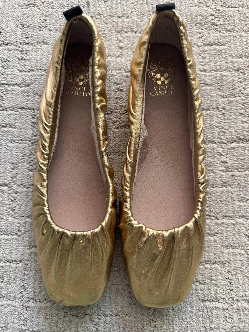 Vince Camuto Metallic Gold Elastic Ballet Flats